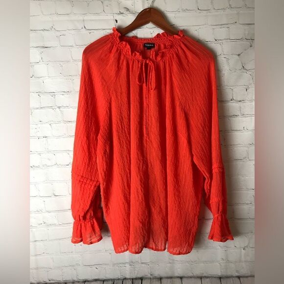 Torrid Stripe Gauze Lace-Up Peasant Top Size 1 - Picture 2 of 6